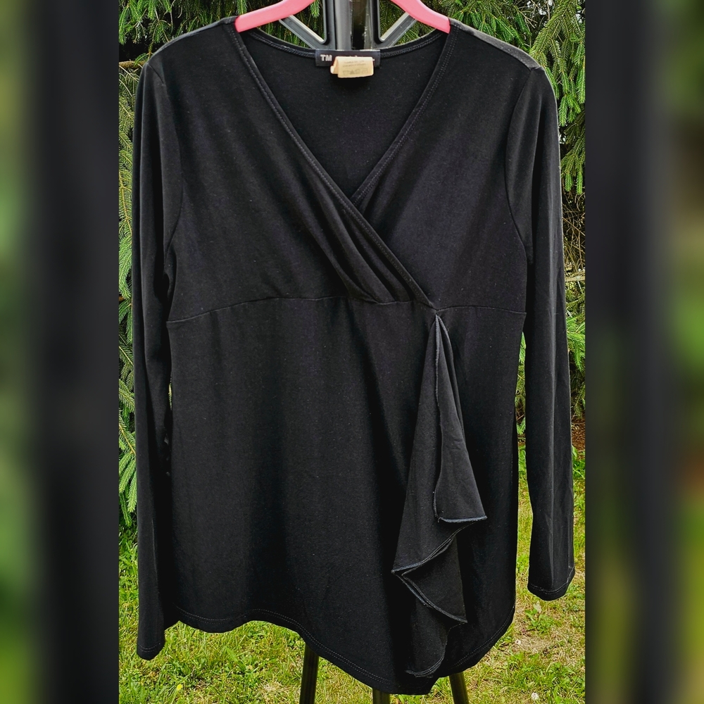Black Long Sleeve Asymmetrical Maternity Top